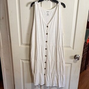 Sonoma Cream Sleeveless Button-Front Midi Dress